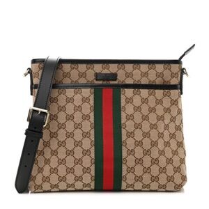 GUCCI GG canvas leather cross body messenger bag black